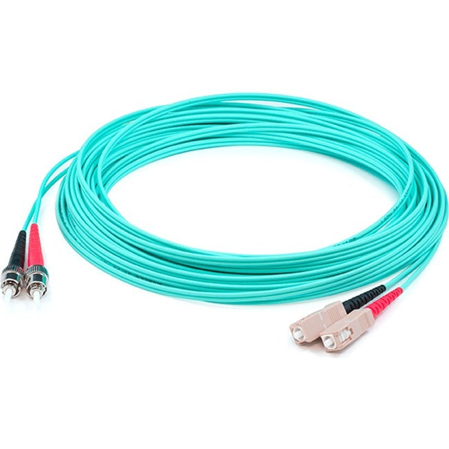 AddOn 48m SC (Male) to ST (Male) Straight Aqua OM4 Duplex LSZH Fiber Patch Cable ADD-ST-SC-48M5OM4LZ