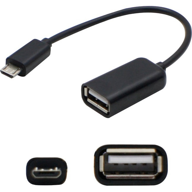 AddOn 5in Micro-USB 2.0 (B) Male to USB 2.0 (A) Female Black Cable USBOTG