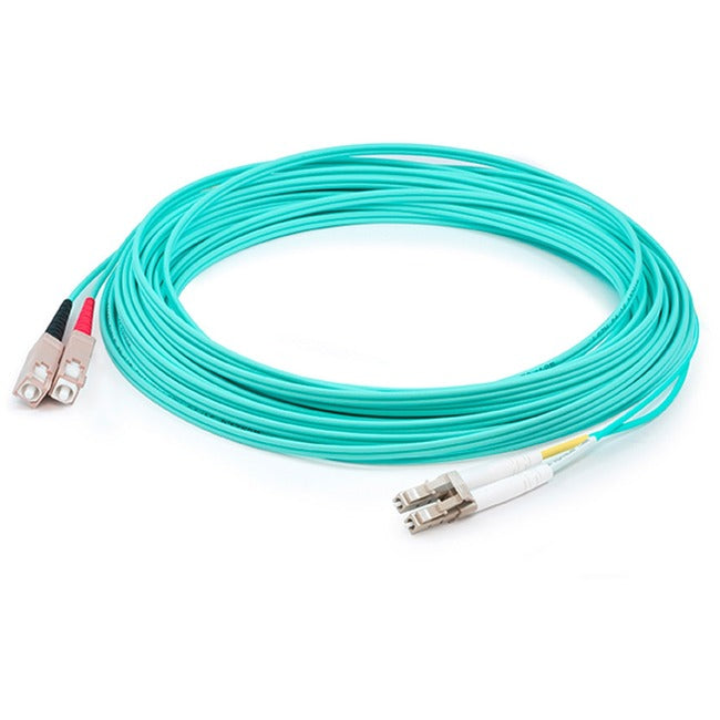 AddOn 67m LC (Male) to SC (Male) Straight Aqua OM4 Duplex Plenum Fiber Patch Cable ADD-SC-LC-67M5OM4P