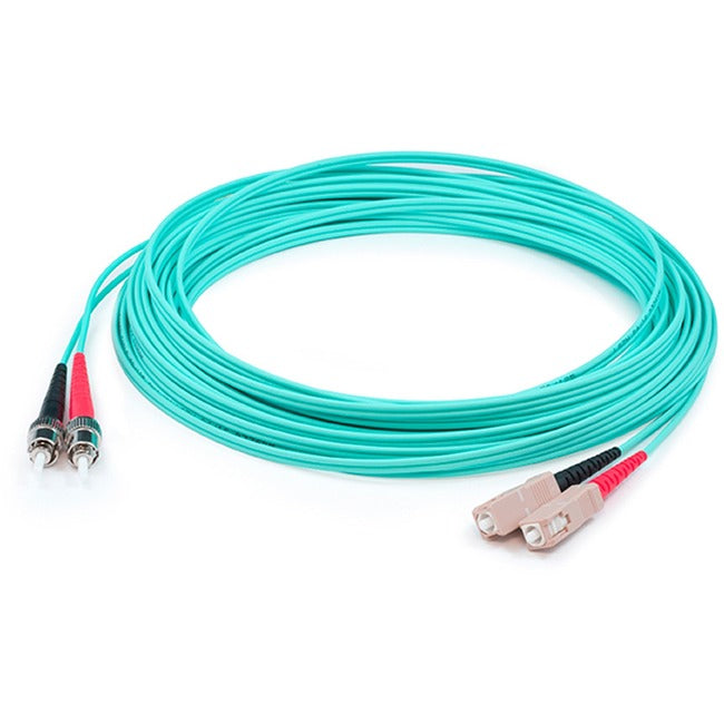 AddOn 74m SC (Male) to ST (Male) Straight Aqua OM4 Duplex Plenum Fiber Patch Cable ADD-ST-SC-74M5OM4P