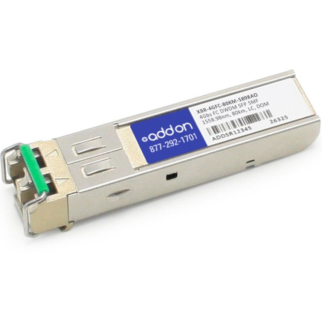 AddOn Brocade XBR-4GFC-80KM-5898 Compatible TAA Compliant 4Gbs Fibre Channel DWDM 100GHz SFP Transceiver (SMF, 1558.98nm, 80km, LC, DOM) XBR-4GFC-80KM-5898AO