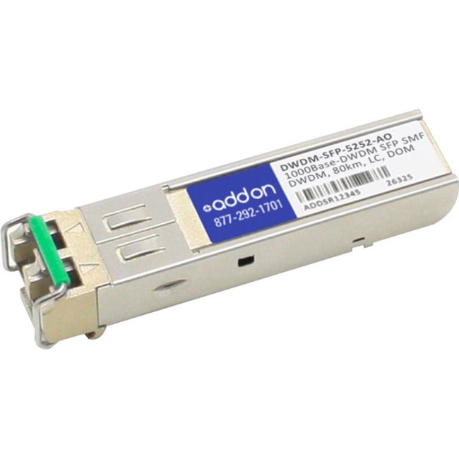 AddOn Cisco DWDM-SFP-5252 Compatible TAA Compliant 1000Base-DWDM 100GHz SFP Transceiver (SMF, 1552.52nm, 80km, LC, DOM) DWDM-SFP-5252-AO