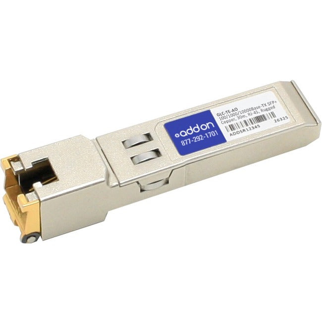 Addon Cisco Glc-Te Compatible Taa Compliant 10/100/1000Base-Tx Sfp Transceiver (Copper, 100M, Rj-45, Rugged)
