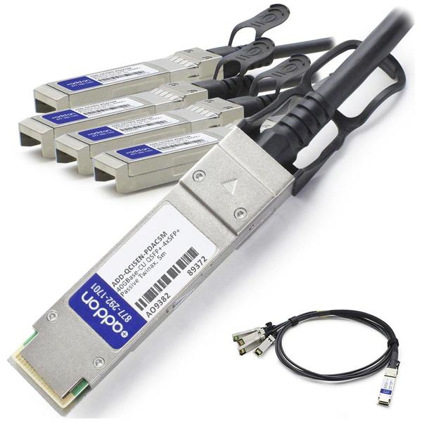 AddOn Cisco QSFP-4SFP10G-CU5M to Enterasys 10GB-C05-SFPP Compatible TAA Compliant 40GBase-CU QSFP+ to 4xSFP+ Direct Attach Cable (Passive Twinax, 5m) ADD-QCISEN-PDAC5M