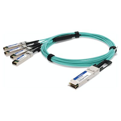 AddOn Dell AOC-QSFP-4SFP-10G-5M to Cisco SFP-10G-AOC5M Compatible TAA Compliant 40GBase-AOC QSFP+ to 4xSFP+ Direct Attach Cable (850nm, MMF, 5m) ADD-QDESCI-AOC5M