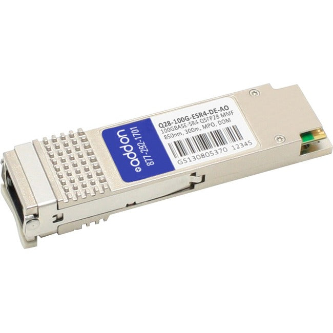 AddOn Dell Q28-100G-ESR4 Compatible TAA Compliant 100GBase-SR4 QSFP28 Transceiver (MMF, 850nm, 300m, MPO, DOM) Q28-100G-ESR4-DE-AO