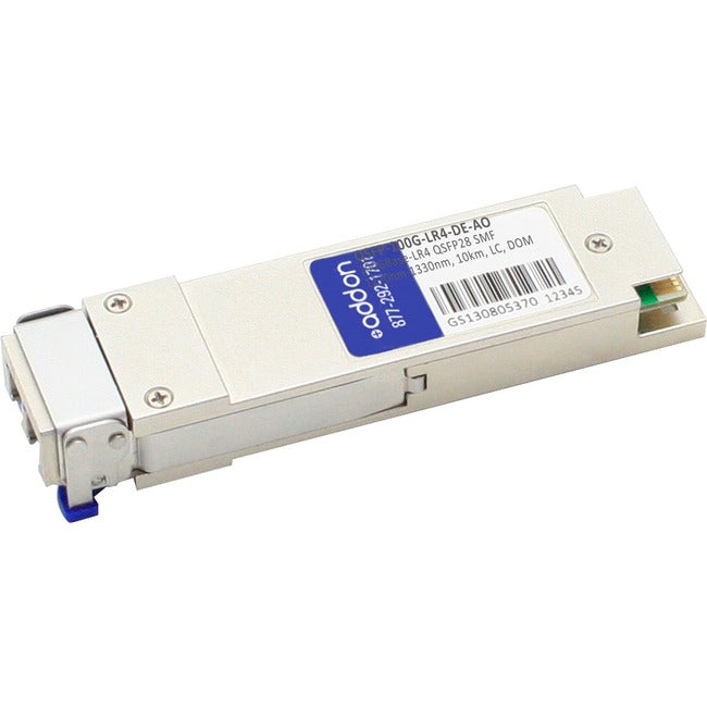 AddOn Dell QSFP-100G-LR4 Compatible TAA Compliant 100GBase-LR4 QSFP28 Transceiver (SMF, 1295nm to 1309nm, 10km, LC, DOM) QSFP-100G-LR4-DE-AO