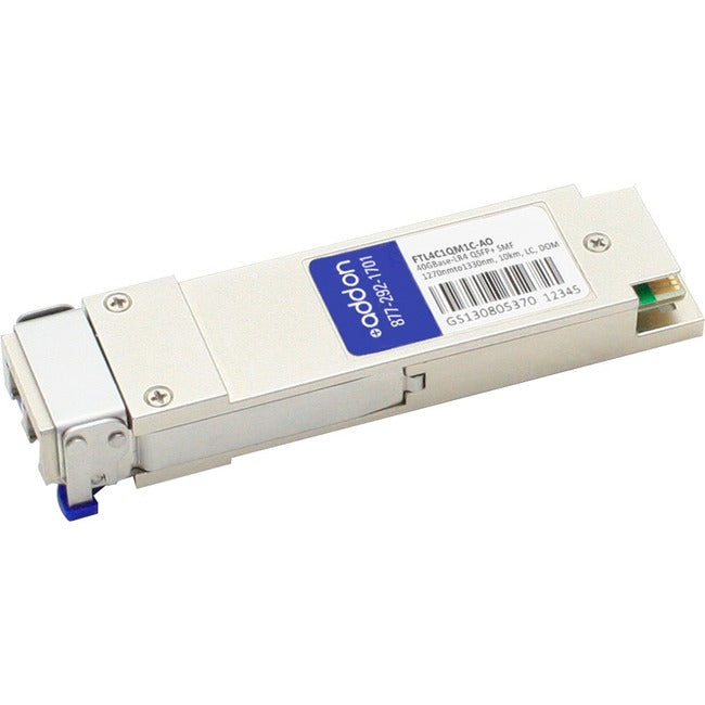 AddOn Finisar FTL4C1QM1C Compatible TAA Compliant 40GBase-LR4 QSFP+ Transceiver (SMF, 1270nm to 1330nm, 10km, LC, DOM) FTL4C1QM1C-AO