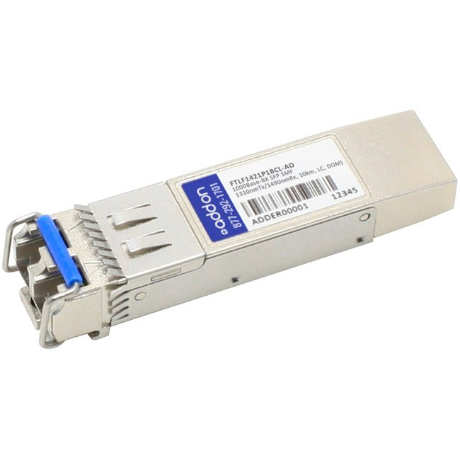 AddOn Finisar FTLF1421P1BCL Compatible TAA Compliant 1000Base-BX SFP Transceiver (SMF, 1310nmTx/1490nmRx, 10km, LC, DOM) FTLF1421P1BCL-AO