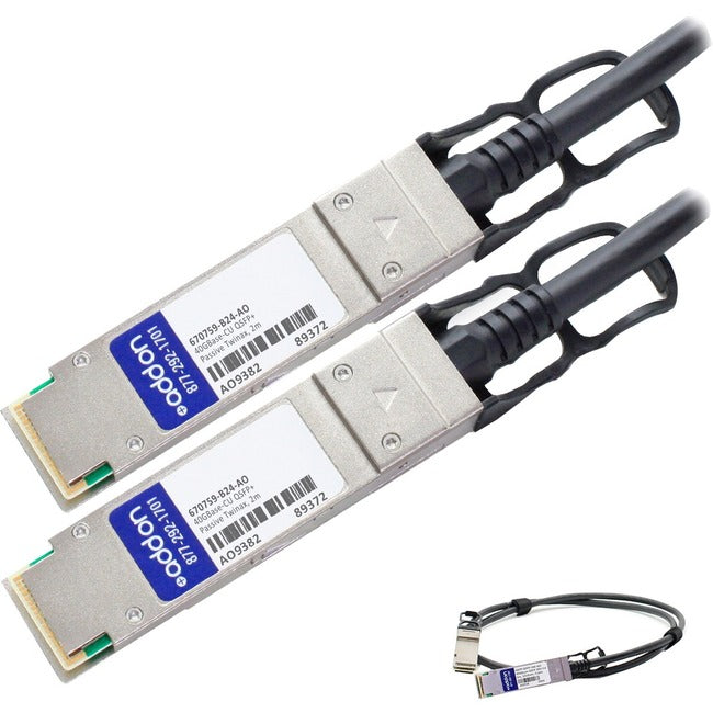 AddOn HP 670759-B24 Compatible TAA Compliant 40GBase-CU QSFP+ to QSFP+ Direct Attach Cable (Passive Twinax, 2m) 670759-B24-AO