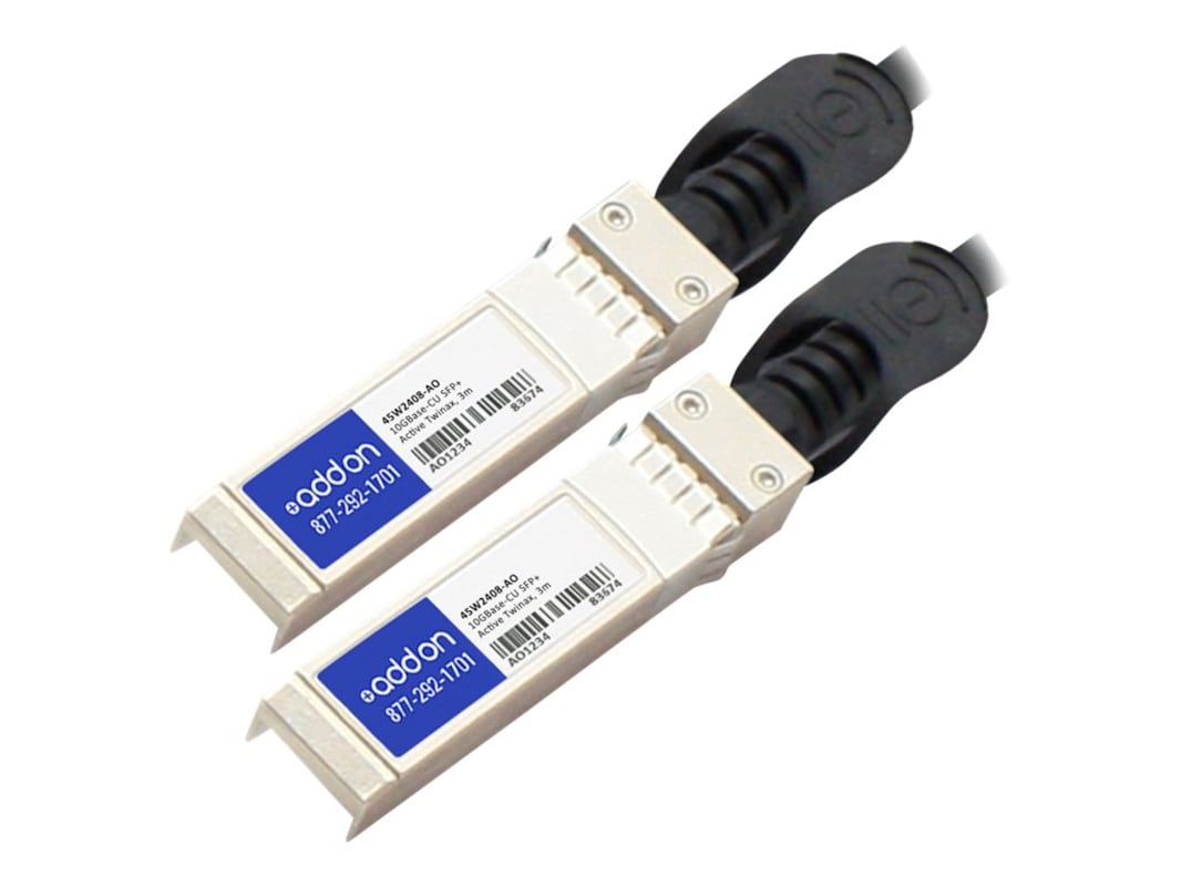AddOn IBM 45W2408 Compatible TAA Compliant 10GBase-CU SFP+ to SFP+ Direct Attach Cable (Active Twinax, 3m) 45W2408-AO