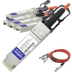 AddOn Juniper Networks QFX-QSFP-DACBO-15M-AOC to Cisco SFP-10G-AOC15M Compatible TAA Compliant 40GBase-AOC QSFP+ to 4xSFP+ Direct Attach Cable (850nm, MMF, 15m) ADD-QJUSCI-AOC15M