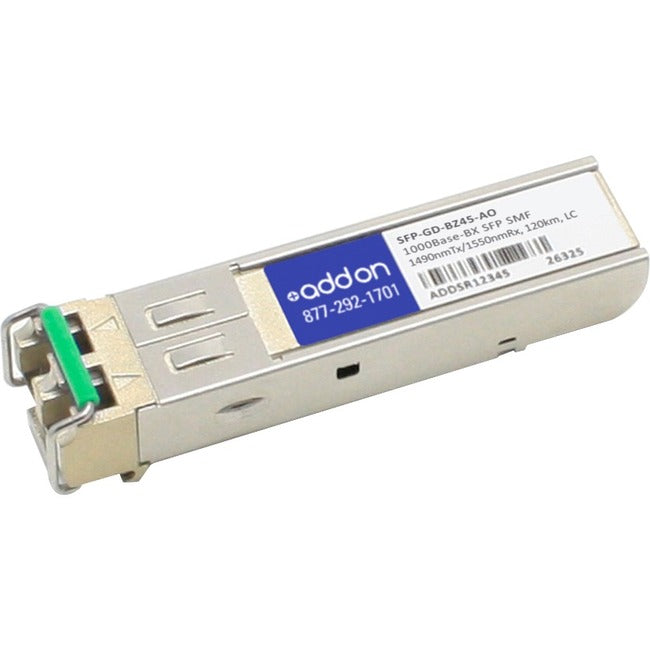 AddOn MRV SFP-GD-BZ45 Compatible TAA Compliant 1000Base-BX SFP Transceiver (SMF, 1490nmTx/1550nmRx, 120km, LC) SFP-GD-BZ45-AO