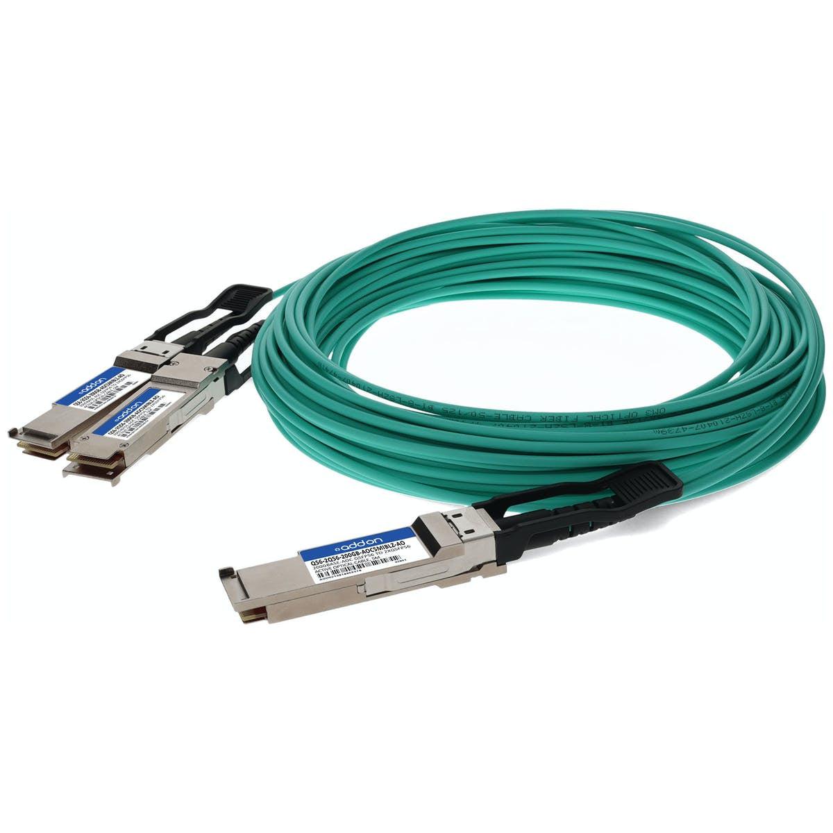 Addon Networks Q56-2Q56-200Gb-Aoc5Miblz-Ao Infiniband Cable 5 M Qsfp56 2X Qsfp56 Green