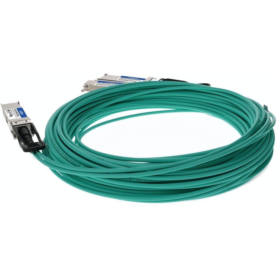 Addon Networks Q56-2Q56-200Gb-Aoc20Mlz-Ao Infiniband Cable 20 M Qsfp56 2Xqsfp56 Green, Grey