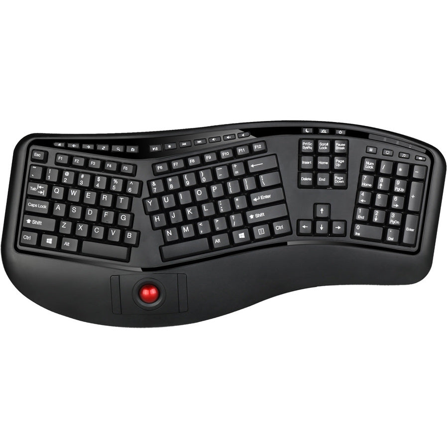 Adesso 2.4 GHz Wireless Ergonomic Trackball Keyboard WKB-3500UB