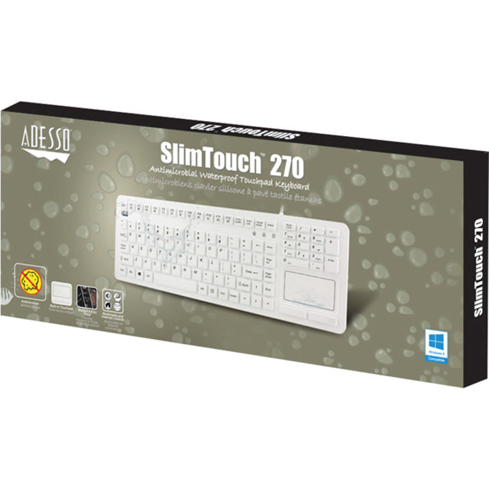 Adesso SlimTouch 270 - Antimicrobial Waterproof Touchpad Keyboard AKB-270UW