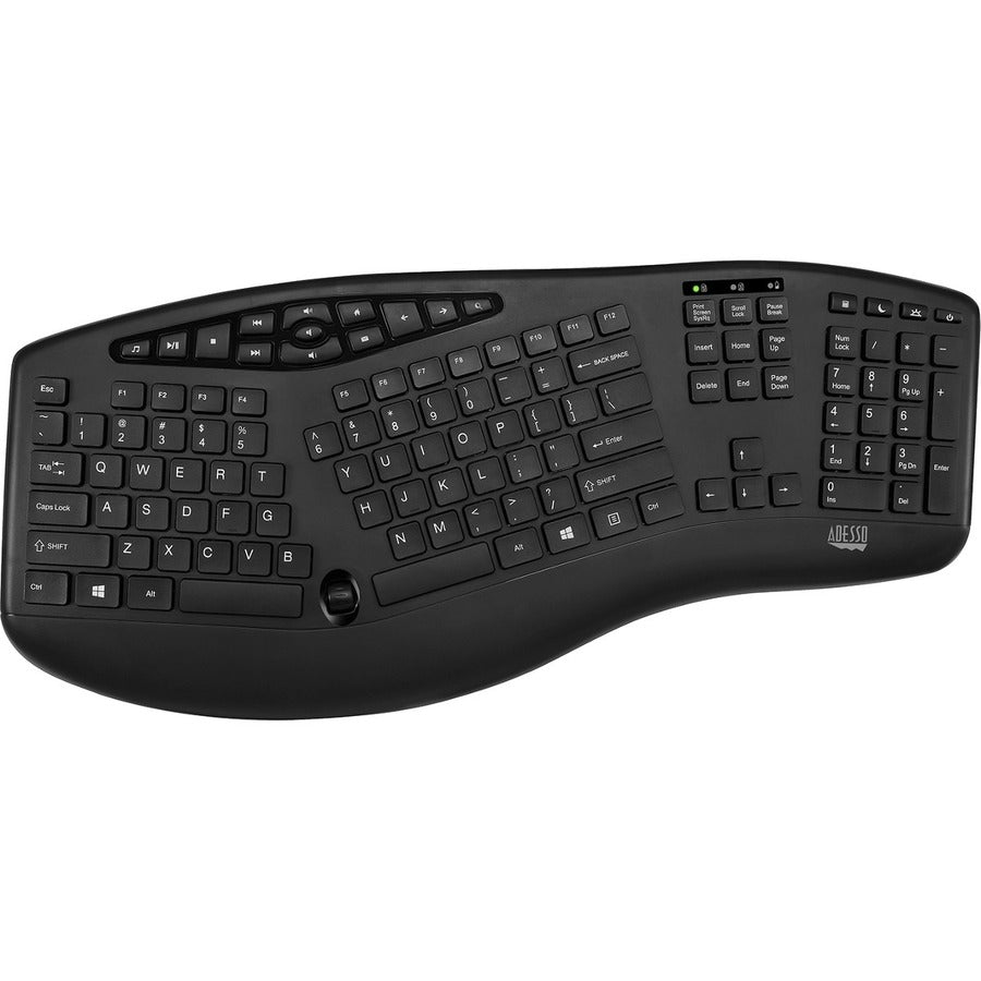 Adesso TruForm Wireless Ergonomic Keyboard And Optical Mouse WKB-1600CB