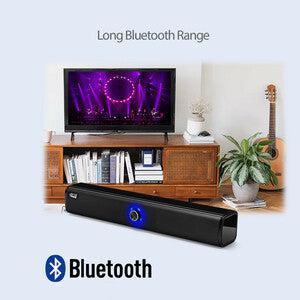 Adesso Xtream S6 Portable Bluetooth & Aux Sound Bar Speaker - 10W x 2 -Black - 3.5mm - Rechargeable Battery - Volume Control Knob - Wired/Wireless