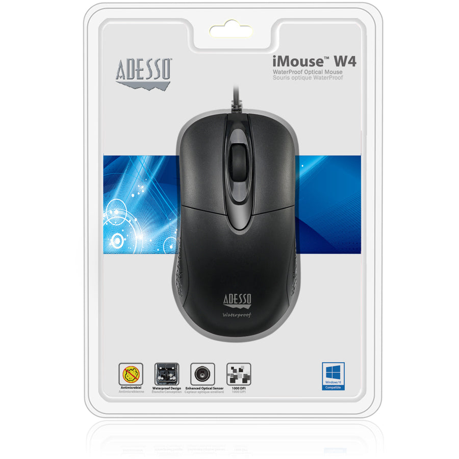 Adesso iMouse W4 - Waterproof Antimicrobial Optical Mouse