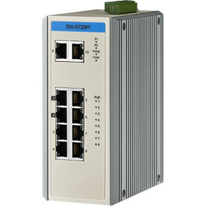 Advantech EKI-5729PI-AE Industrial Ethernet Switch - 8 Port PoE GbE + 2 Port GbE