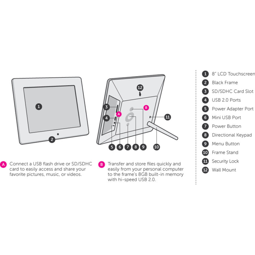 Aluratek AWDMPF8BB Digital Frame
