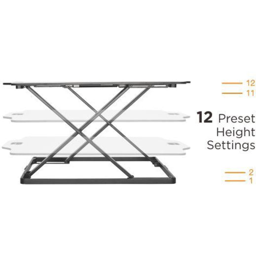 Amer Mounts Ultra Slim Height Adjustable Standing Desk- White Finish EZUP3222