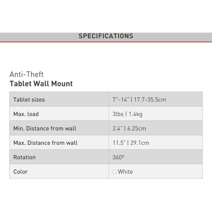 Barkan Wall Mount for Tablet - Black T72VL