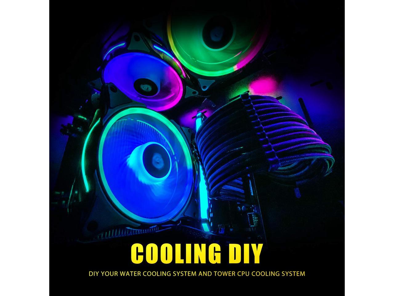 Asiahorse Fs-9002 120Mm Argb Bearing Case/Radiator White Case Fan(In And Outside Light Efect) With 5V Motherboard Sync/Analog Pwm Hub (3Pack)-Black