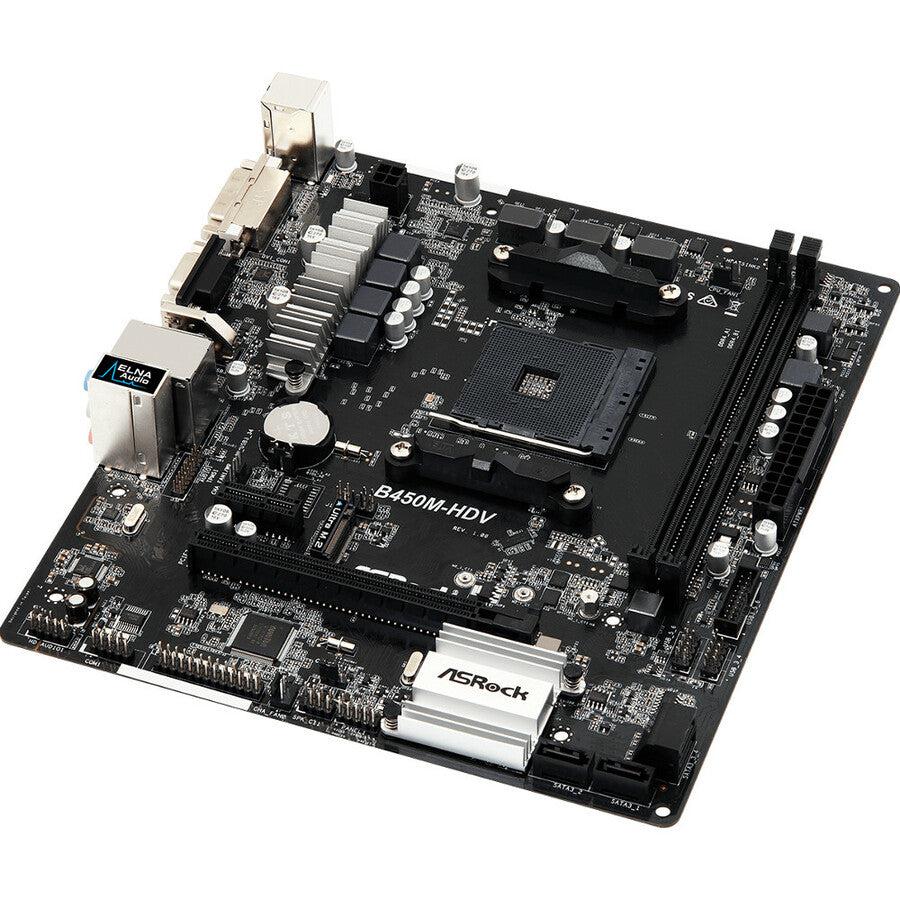 Asrock B450M-Hdv Am4 Amd Promontory B450 Sata 6Gb/S Usb 3.1 Hdmi Micro Atx Amd Motherboard