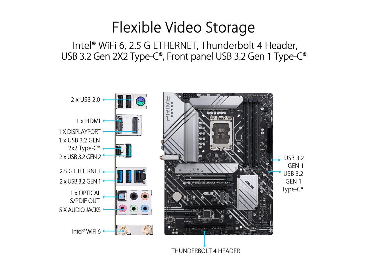 Asus Prime Z690-P Wifi D4 Socket Lga1700/ Intel Z690/ Ddr4/ Wifi & Bluetooth/ Sata3&Usb3.2/ M.2/ Atx Motherboard