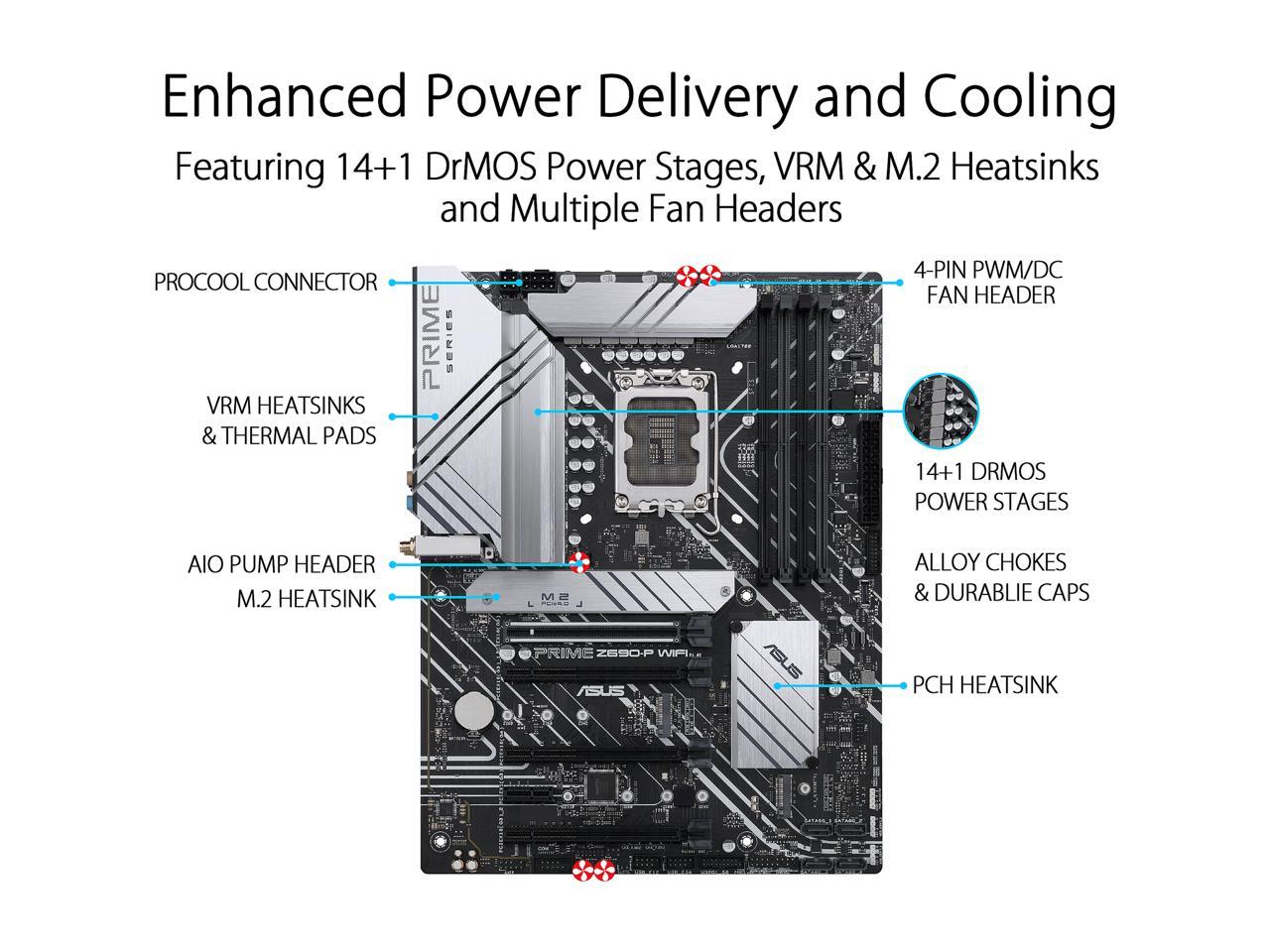 Asus Prime Z690-P Wifi Socket Lga1700/ Intel Z690/ Ddr5/ Wifi & Bluetooth/ Sata3&Usb3.2/ M.2/ Atx Motherboard