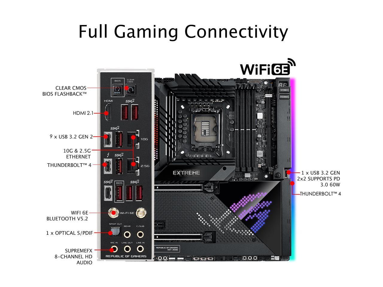 Asus Rog Maximus Z690 Extreme Lga1700/ Intel Z690/ Ddr5/ Wifi/ Sata3&Usb3.2/ M.2/ E-Atx Motherboard