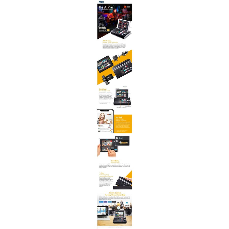 ATEN StreamLive HD All-in-one Multi-channel AV Mixer UC9020