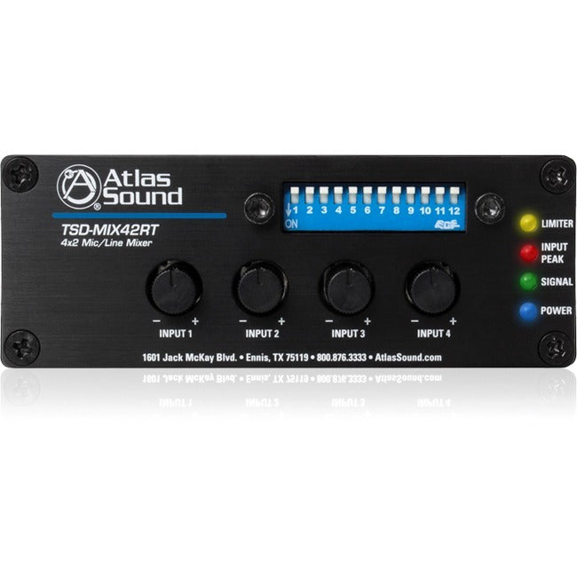 AtlasIED 4x2 Mic/Line Mixer with Priority Sense and Remote Control TSD-MIX42RT