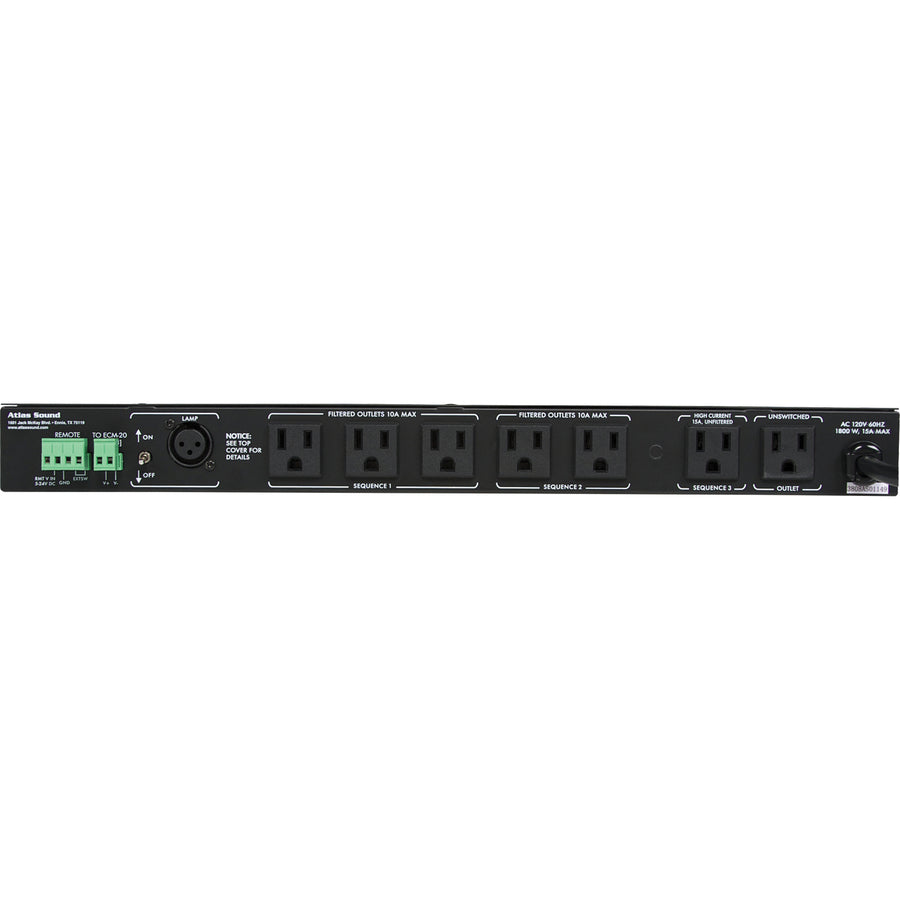AtlasIED ECS-3 15A Power Conditioner & Sequencer - Rack Mount AC Power Distribution | Tecisoft