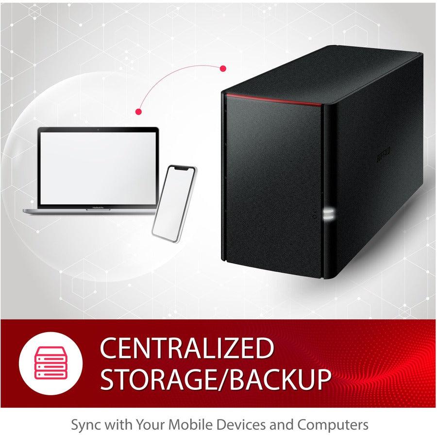 BUFFALO LinkStation SoHo 220 Home-Office NAS Storage 12TB Personal Cloud Hard Drives Included LS220D1202B