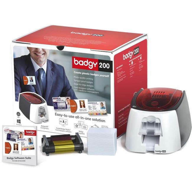 Badgy 200 ID Printer - Single-Sided Plastic Card Printer 300 DPI Desktop | Tecisoft B22U0000RS