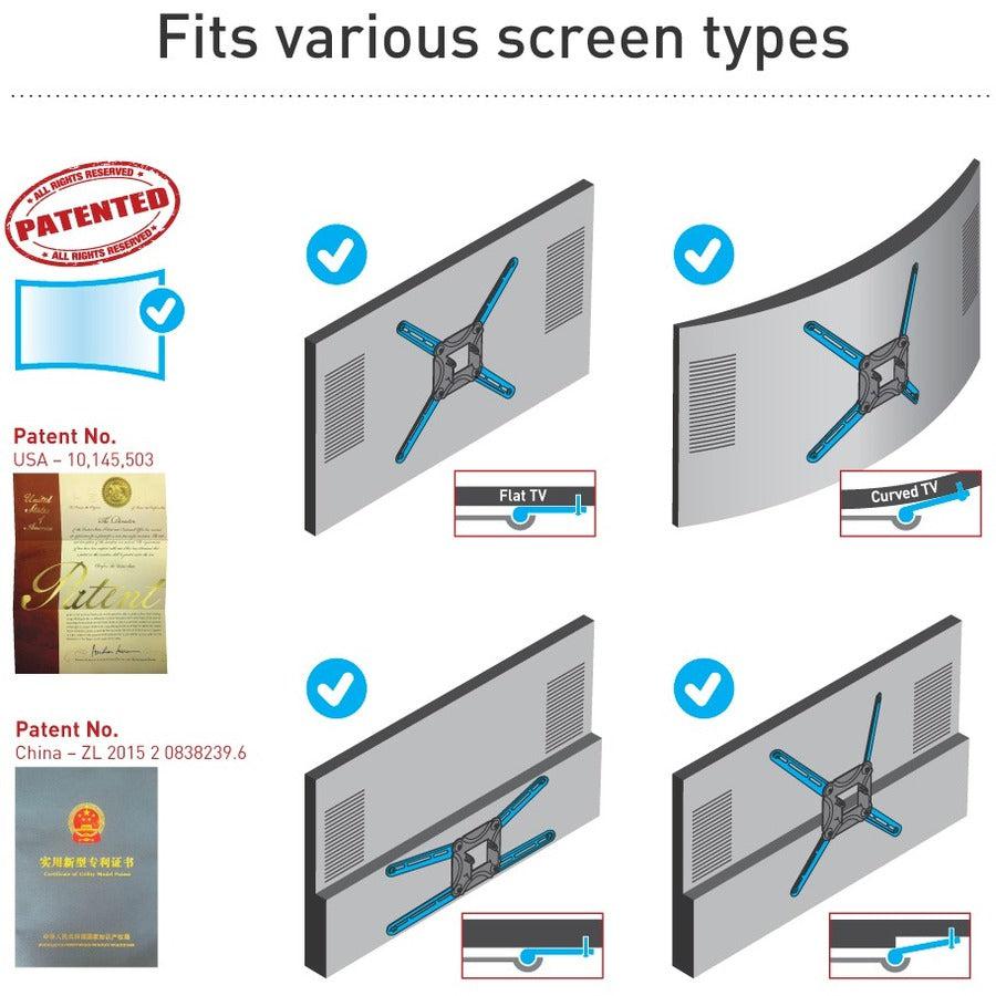 Barkan Full-Motion Wall Mount for TV, Flat Panel Display, Curved Screen Display - Black TVA48