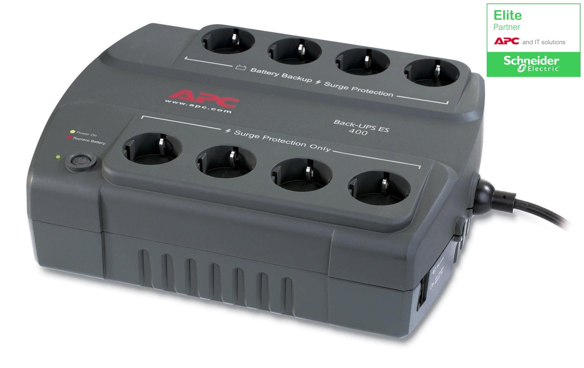 Battery Backup UPS 400VA - APC Back-UPS 400 230V German Dutch Schuko Surge Protection | Tecisoft BE400-GR