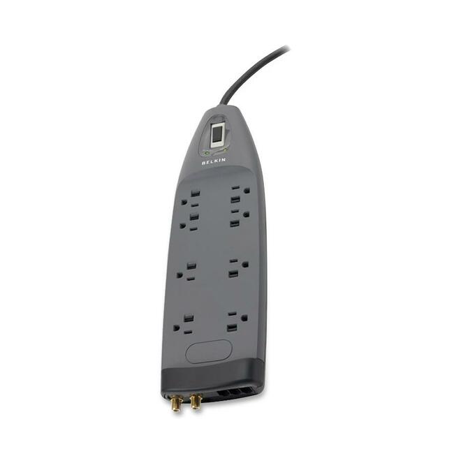 Belkin 8-Outlet 3240 Joules Surgemaster Protector - 8 Receptacle(S) - 3550 J - 125 V Ac Input - Cable Modem/Dsl/Fax/Phone, Coaxial Cable Line