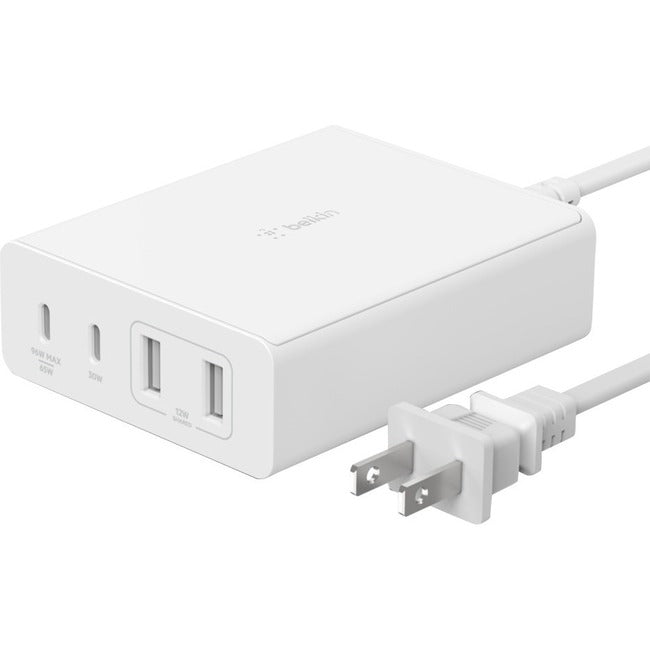 Belkin Boost Charge Pro Gan - Power Adapter - 108 Watt - Fast Charge, Pd 3.0 - 4 Output Connectors (2 X Usb, 2 X Usb-C) - White