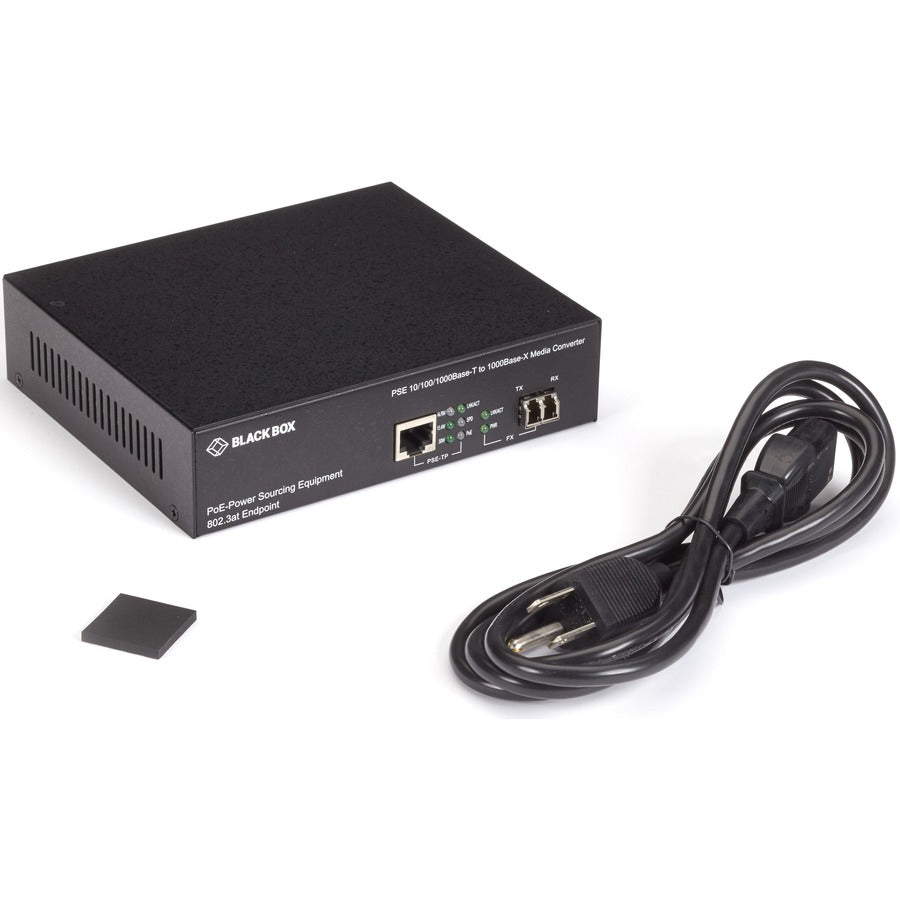 Black Box 10/100/1000B-T PoE PSE To 1000B-X Media Converter LPS500A-MM-LC-R3