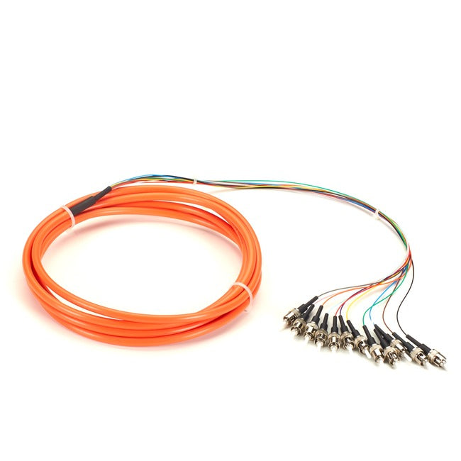 Black Box 3m ST OM1 62.5-Micron MM Fiber Pigtail 12-Strand OFNR PVC Orange FOPT50M1-ST-12OR-3