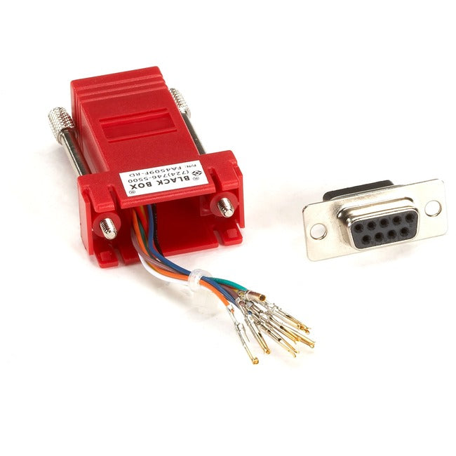 Black Box DB9 Female to RJ45F Modular Adapter Kit with Thumbscrews Red FA4509F-RD