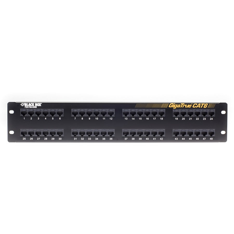 Black Box GigaTrue&reg; CAT6 Patch Panel - 2U, Unshielded, 48-Port JPM612A-R8