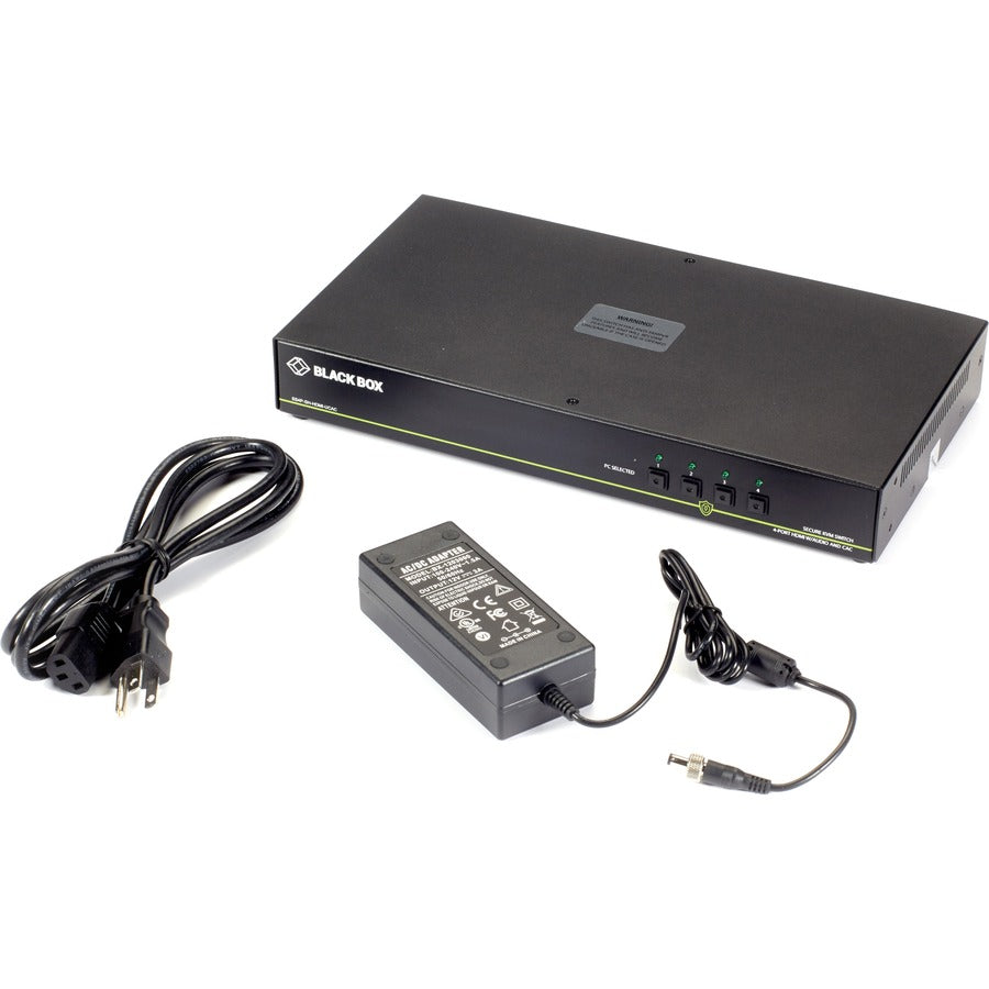 Black Box Secure NIAP 3.0 KVM Switch - Single-Head, HDMI, CAC, 4K, 4-Port SS4P-SH-HDMI-UCAC