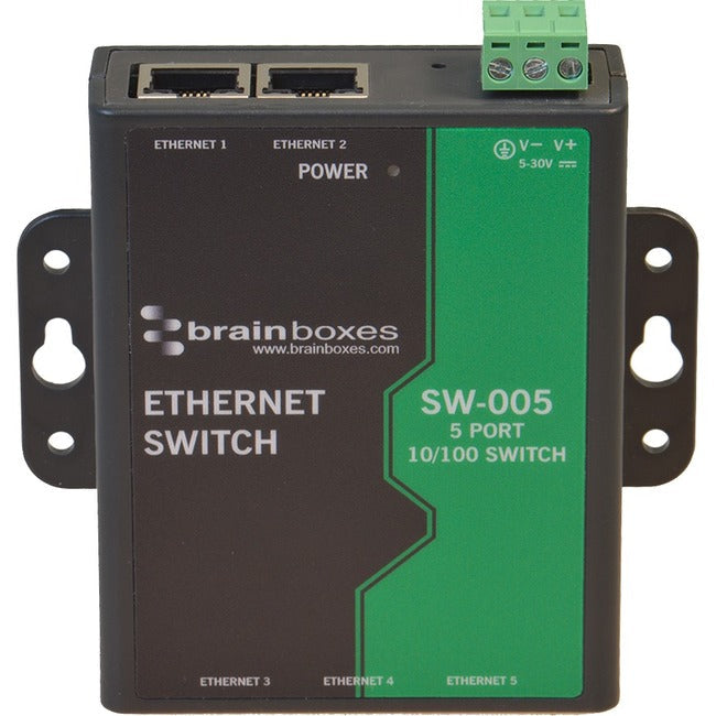 Brainboxes SW-005 5-Port Industrial Ethernet Switch - Wall Mountable Network Solution | TecISoft