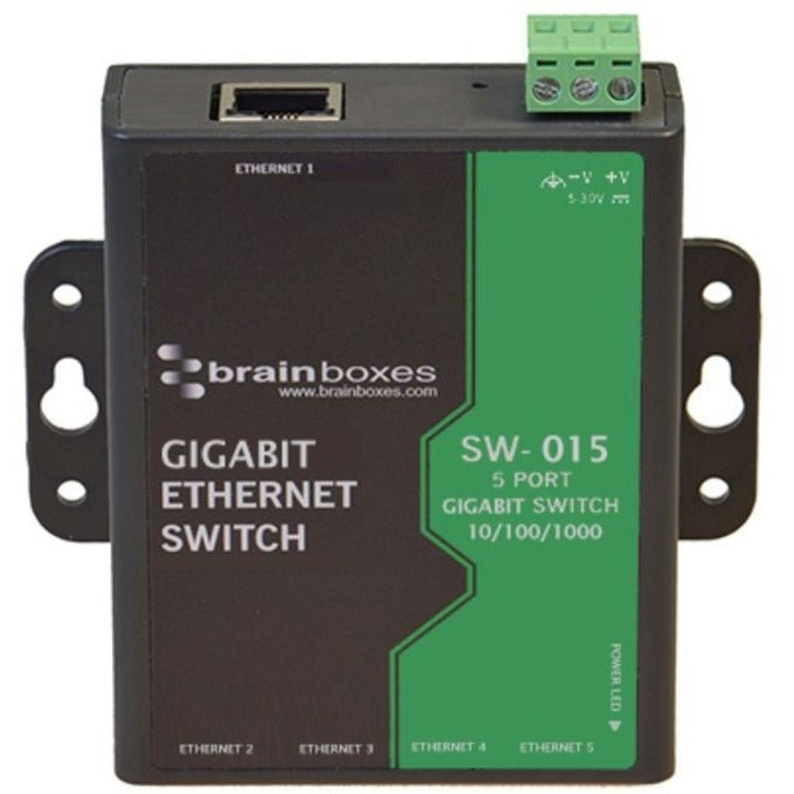 Brainboxes SW-015 Light Industrial 5 Port Gigabit Ethernet Switch - Wall Mountable Unmanaged Switch | TecISoft
