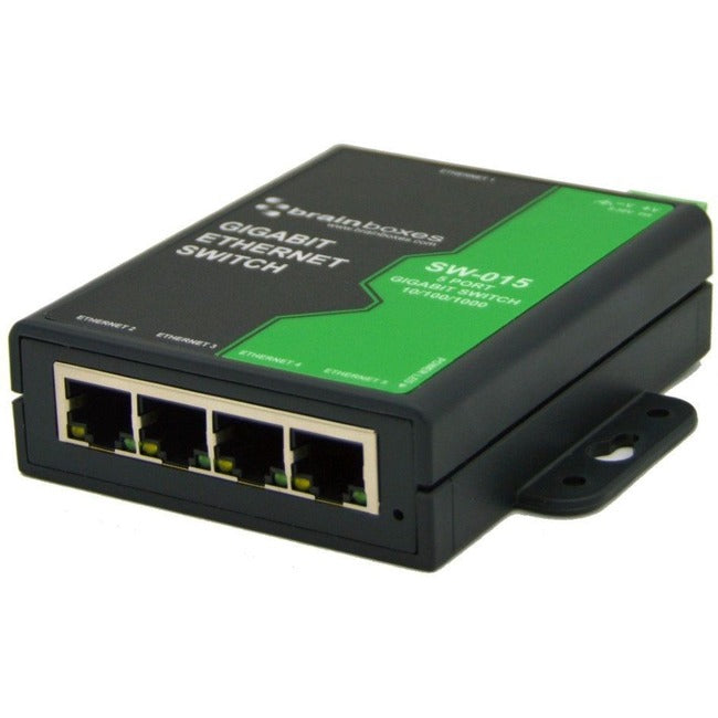 Brainboxes SW-015 Light Industrial 5 Port Gigabit Ethernet Switch - Wall Mountable Unmanaged Switch | TecISoft